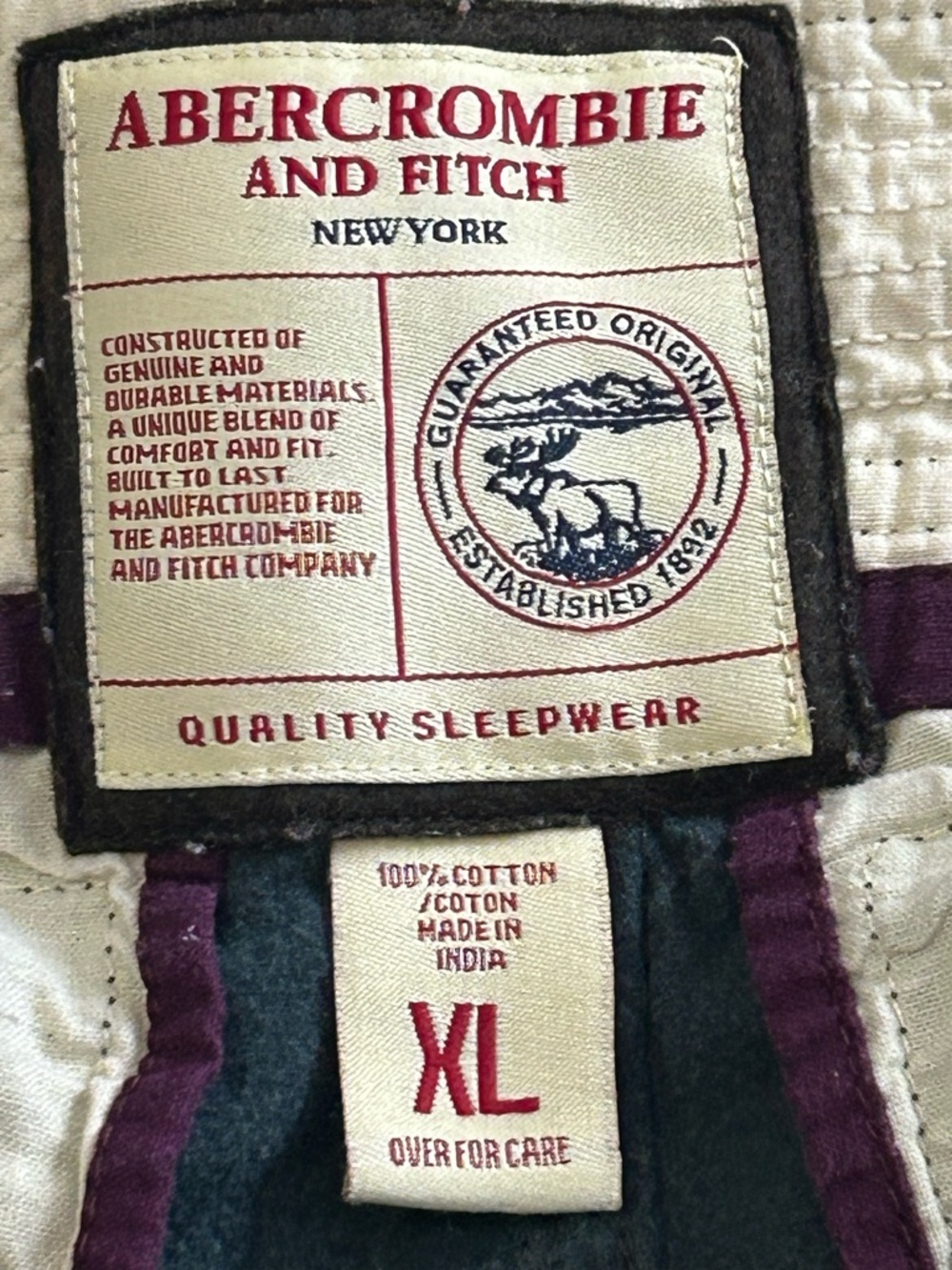 VTG Abercrombie Fitch Pants Muscle Moose Drawstring Y2K Sleepwear Lounge XL - Picture 5 of 8